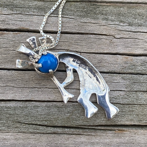 Navajo Kokopelli necklace .925 Sterling Silver Lapis Lazuli Jim Callidito - Picture 3 of 7